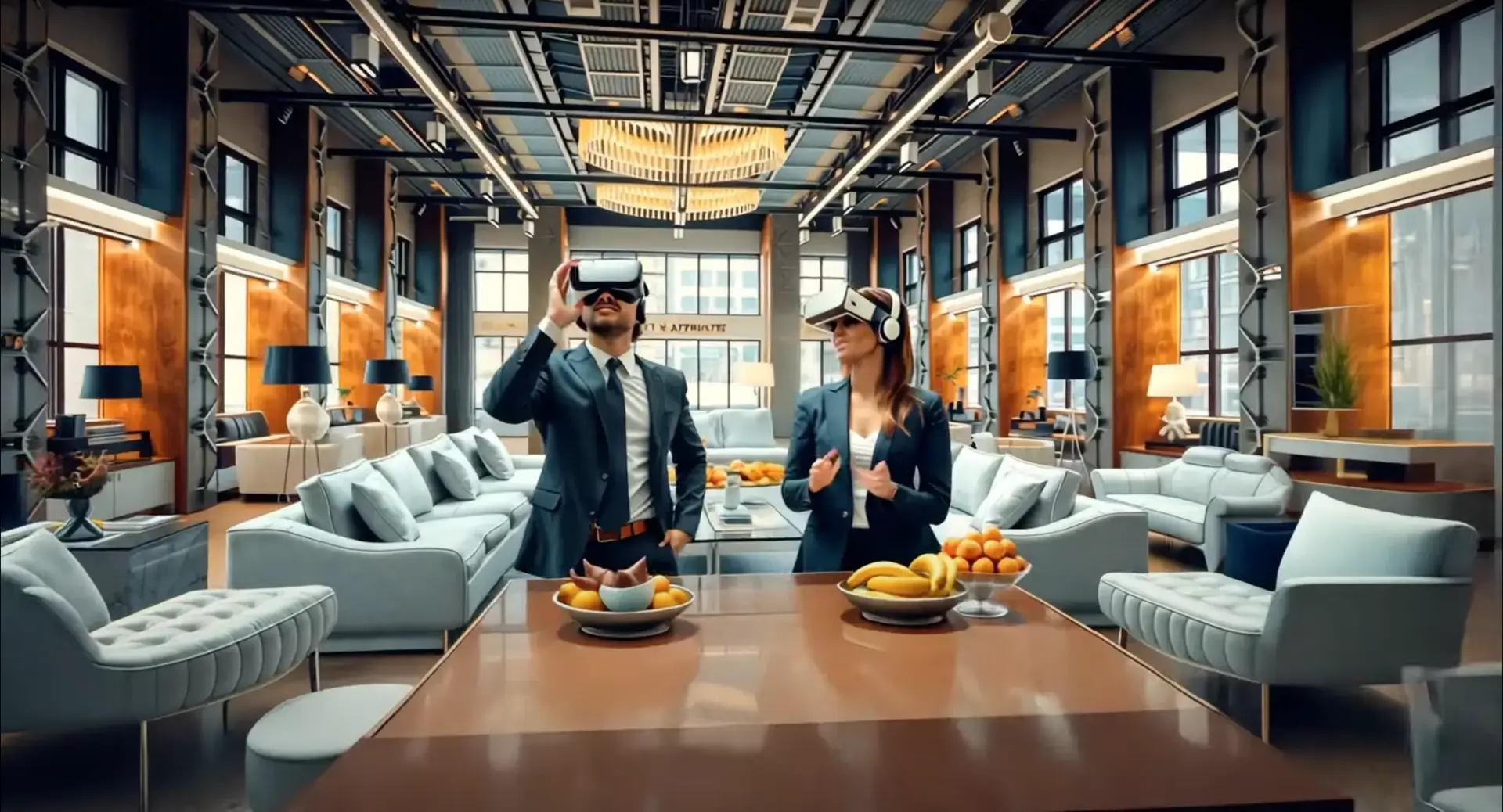 Virtual showroom with VR headset